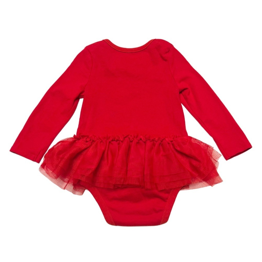 Cat & Jack Baby Girl Red Long Sleeve Christmas Holiday Bodysuit | Size 12 Month - Picture 3 of 5
